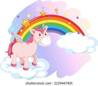 Pink Unicorn Standing On Cloud Rainbow Stock Vector (royalty Free 