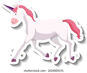 rosafarbene, unicorone, stehende Stelle auf weißem Hintergrund, Vektorgrafik