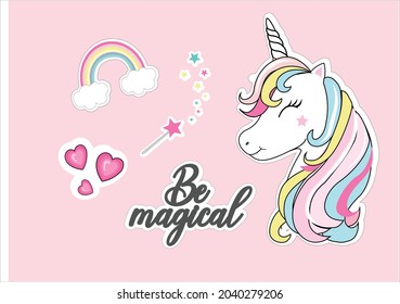 pink unicorn vector art design hand drawn