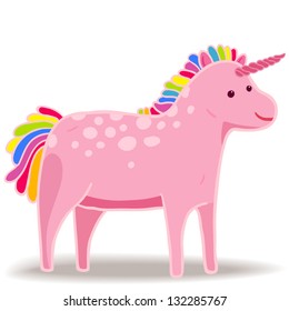 Pink unicorn vector illustration