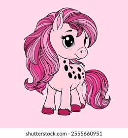 pink unicorn vector illustration. Magical horse. 