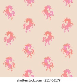 Pink unicorns - Beautiful delicate vector pattern 