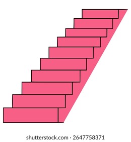 Diseño de Plantilla de Ilustración vectorial de color plano de proceso de éxito de piso superior rosa