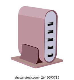 Estação de carregamento usb rosa com suporte de telefone