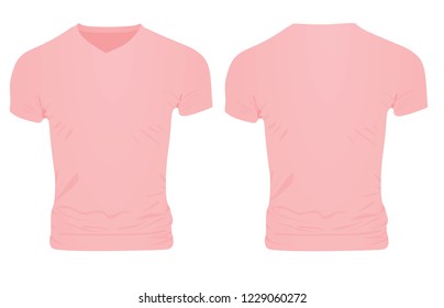 Pink  V Neck T Shirt. Vector Illustration