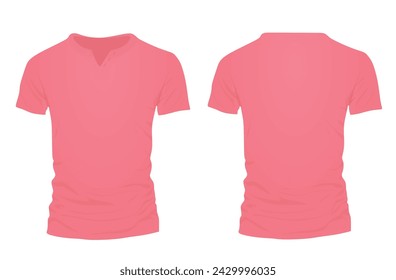 Pink  v neck t shirt. vector illustration