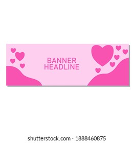 diseño de banner de San Valentín rosa. diseño creativo de banner para plantilla. diseño simple de banner horizontal en color rosa.