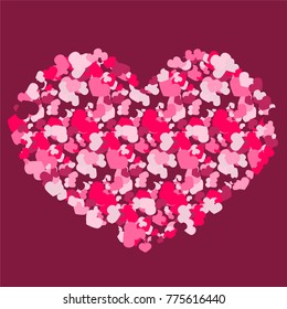 Pink valentine. Abstract pattern with hearts. Background with hearts. Colorful valentine.