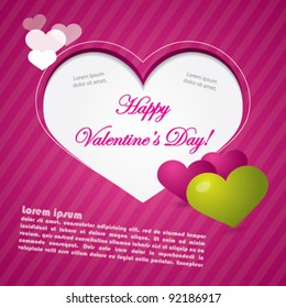 Pink valentine background or brochure composition with hearts and area for text