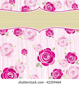 pink valentine background with  roses,  vector illustration