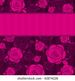 pink valentine background with  roses,  vector illustration