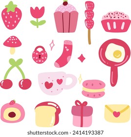 Pink Valentine Cute Korean Sticker. Cute Sticker. Pink Sticker.