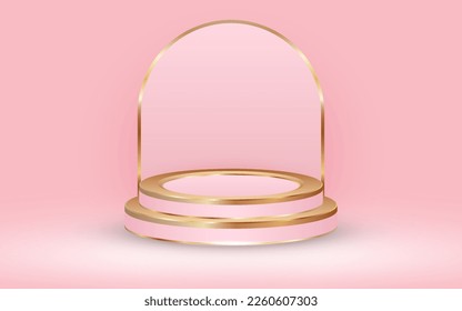 Pink Valentine Day Background with Podium