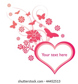 Pink Valentine floral background with space for text