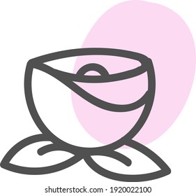 Pink valentine flower, illustration, vector on white background.