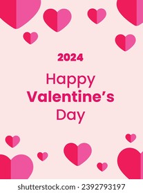 pink valentine greeting card template design with blank background