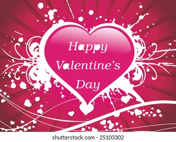 pink valentine heart with grunge, vector illustration