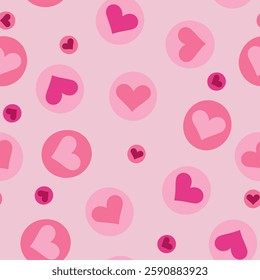 Pink Valentine heart pattern, pink background,  heart seamless pattern vector illustration,  doodle summer,  kids and baby designs for print fabric.
