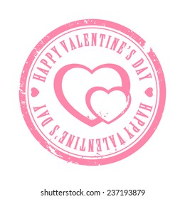 Pink Valentine Hearts Stamp With Text Holiday Illustration