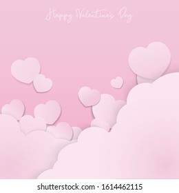 The pink valentine paper cut vector image for valentine’s day  content.