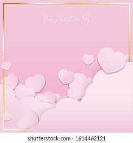 The pink valentine paper cut vector image for valentine’s day  content.