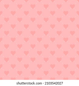 pink valentine repetitive background with dots and hearts. wedding illustration. vector seamless pattern. modern stylish texture. fabric swatch. wrapping paper. design template for greeting card