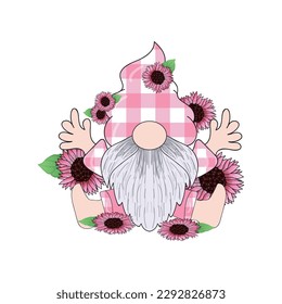 pink valentine t shirt design, pink gnome, t shirt design