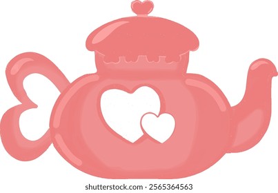 a pink valentine teapot vector illustration