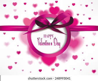 Pink valentine's background with silk bows and hearts