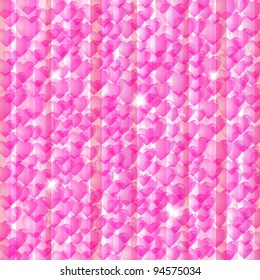 Pink Valentine's day background with glossy hearts