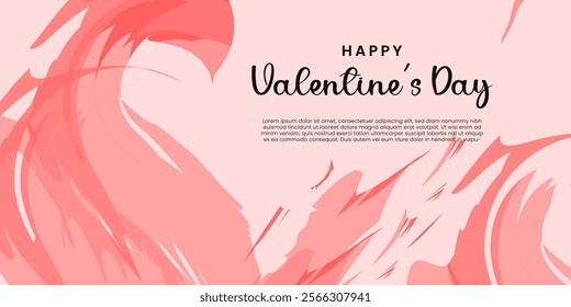 Pink Valentine's Day banner with abstract background with watercolor
