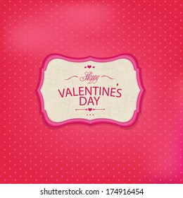Pink Valentines Day Card, With Gradient Mesh, Vector Illustration