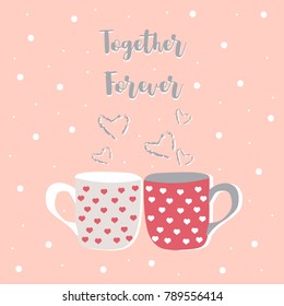 Pink valentine's day collection for banners,Placards with couple cup of love