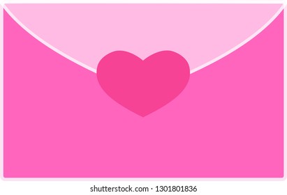 Pink Valentine's Day envelope with pink heart. Vector illustration EPS 10.