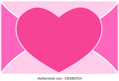 Pink Valentine's Day envelope with pink heart. Vector illustration EPS 10.