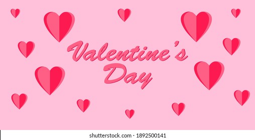pink valentine's day greeting background design. fold heart vector. designs for banners