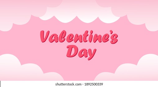 pink valentine's day greeting background design. Valentine's day flat and simple banner design.