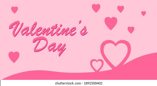 pink valentine's day greeting background design. Valentine's day flat and simple banner design. heart vector design