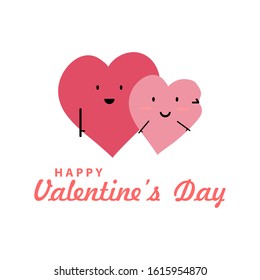 pink valentines day greeting card with two hearts