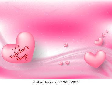 Pink Valentine's Day with hearts on pink background. Vector illustration. Cute love banner or greeting card