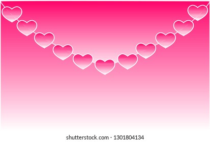 Pink Valentine's Day mail with pink hearts. Vector illustration EPS 10.