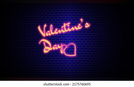 pink valentines day neon sign on wall background