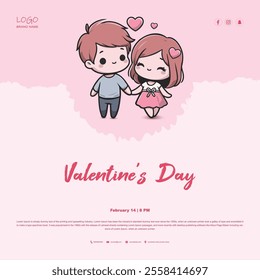 Pink Valentine's Day poster with cute couple