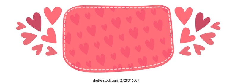 Burbuja rosada del discurso del día de San Valentín con los corazones. Anuncio del día de San Valentín, cartel, diseño de publicación de redes sociales, telón de fondo de la prueba, conjunto de Plantilla de diseño de Anuncio cuadrado