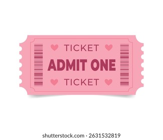 Pink Valentine's Day ticket. Vector illustration	