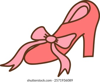 Pink Valentine's high heels with heart bow doodle
