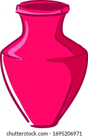 Pink vase, illustration, vector on white background