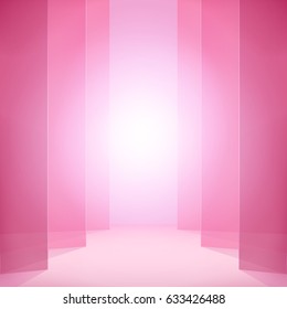 Pink vector Abstract background. Glass transparent partitions with light effect elegant backdrop for make-up product, cosmetics, luxury jewelry.