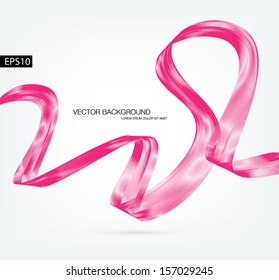 Pink vector abstract dynamic ribbon wave background