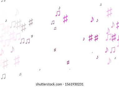 Pink vector backdrop with music notes. Decorative design in abstract style with music shapes. 